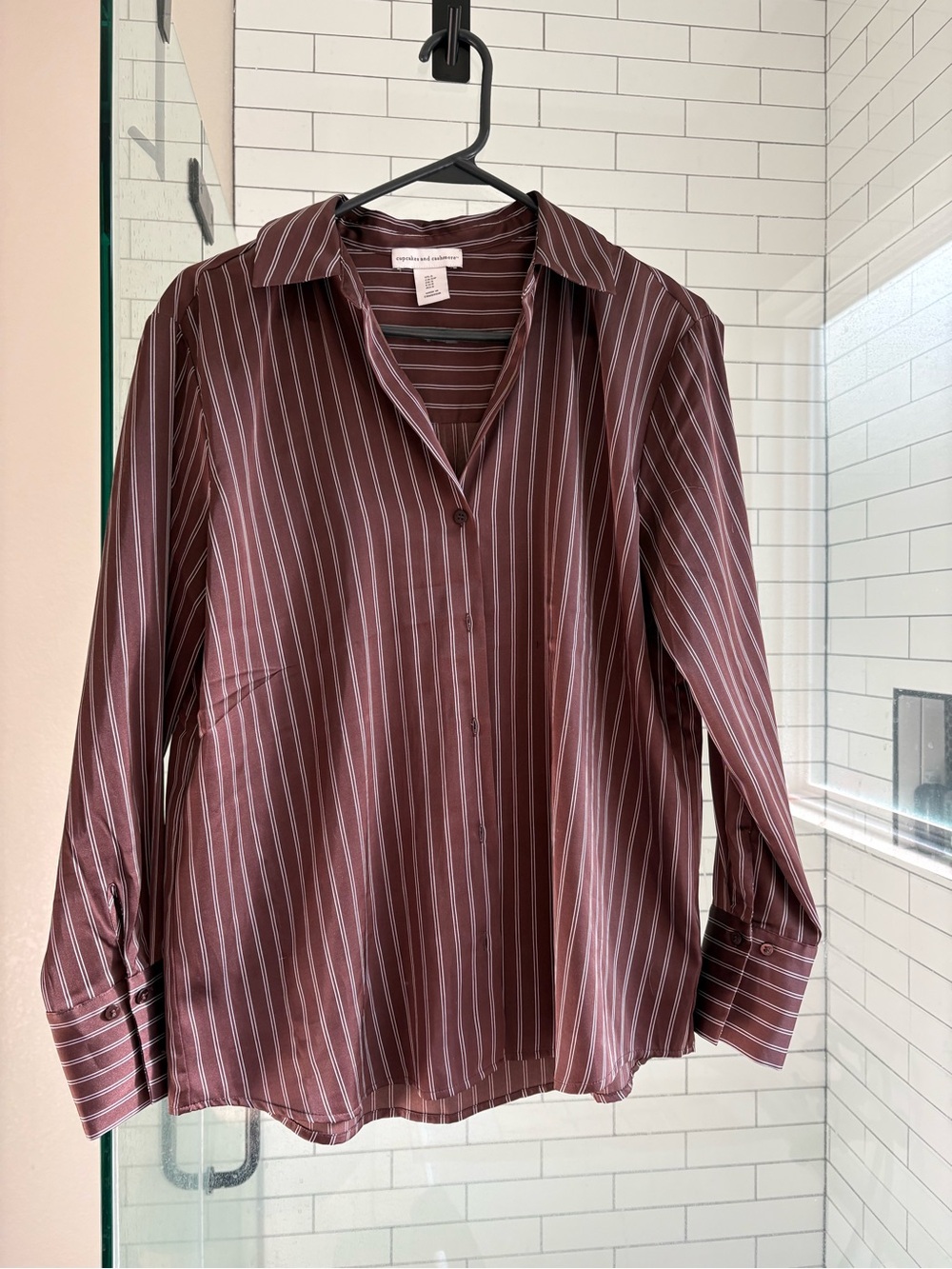 cupcakes & cashmere Brown Stripe Button-Down Shirt